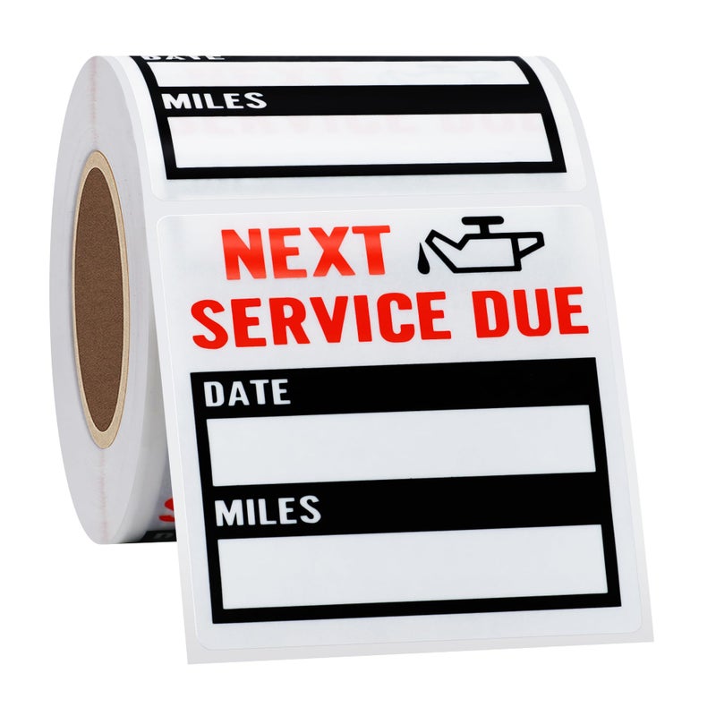 HYBSK 200pcs Transparent Oil Change/Service Reminder Stickers 2"x2" Premium Quality Clear PET Oil Change Stickers (Black) - Image 4